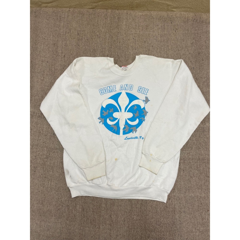Vintage Louisville Kentucky Sweatshirt Men XL White 1990s Fruit‎ of the Loom